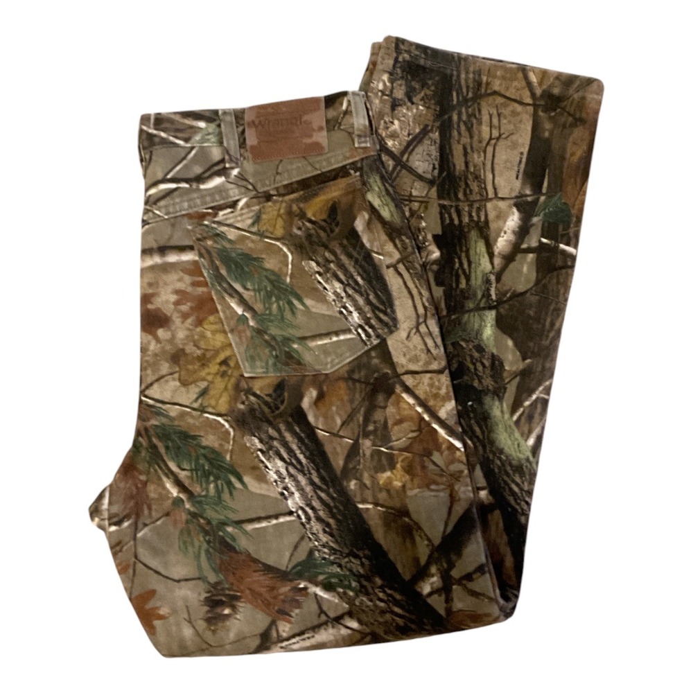 Wrangler ProGear Mens Camo RealTree Edge Hunting Pants 34x32 Straight Leg Cotton